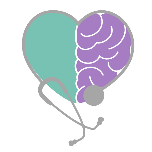 Divver logo of gray stethoscope wrapped around half-purple brain, half-solid-teal-green heart.